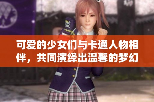 可爱的少女们与卡通人物相伴，共同演绎出温馨的梦幻世界