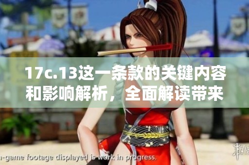 17c.13这一条款的关键内容和影响解析，全面解读带来的新变化