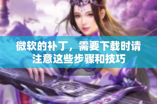 微软的补丁，需要下载时请注意这些步骤和技巧