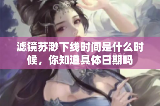 滤镜苏渺下线时间是什么时候，你知道具体日期吗