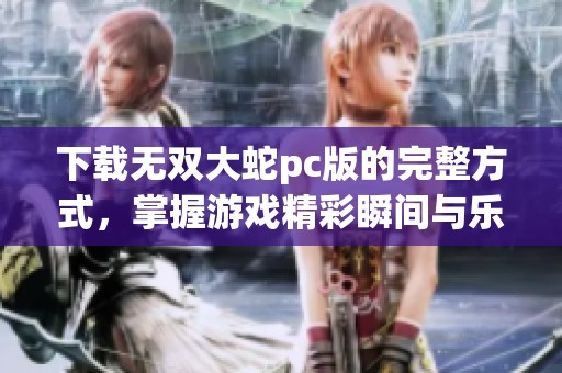 下载无双大蛇pc版的完整方式，掌握游戏精彩瞬间与乐趣