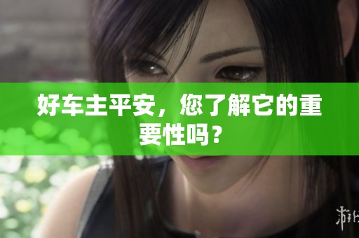 好车主平安，您了解它的重要性吗？