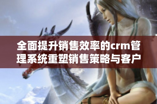 全面提升销售效率的crm管理系统重塑销售策略与客户关系