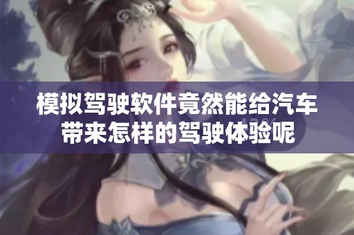 模拟驾驶软件竟然能给汽车带来怎样的驾驶体验呢