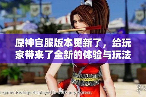 原神官服版本更新了，给玩家带来了全新的体验与玩法调整。