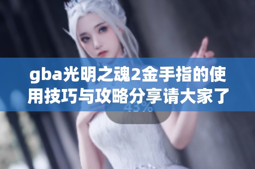 gba光明之魂2金手指的使用技巧与攻略分享请大家了解一下