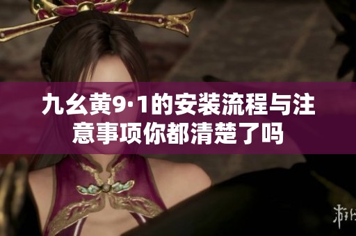 九幺黄9·1的安装流程与注意事项你都清楚了吗