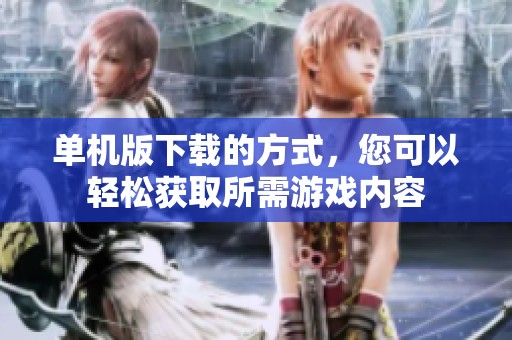 单机版下载的方式，您可以轻松获取所需游戏内容