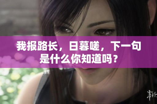 我报路长，日暮嗟，下一句是什么你知道吗？