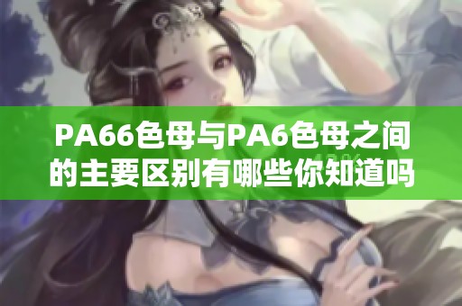 PA66色母与PA6色母之间的主要区别有哪些你知道吗