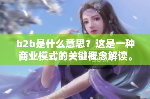 b2b是什么意思？这是一种商业模式的关键概念解读。