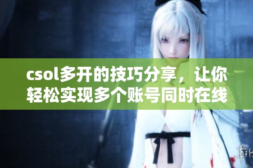 csol多开的技巧分享，让你轻松实现多个账号同时在线的玩法