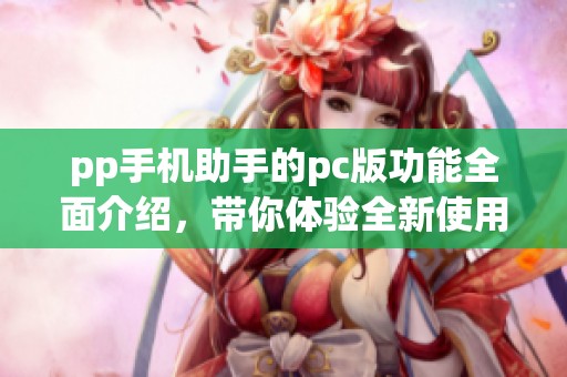 pp手机助手的pc版功能全面介绍，带你体验全新使用方式