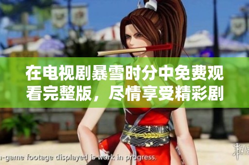 在电视剧暴雪时分中免费观看完整版，尽情享受精彩剧情与感人故事