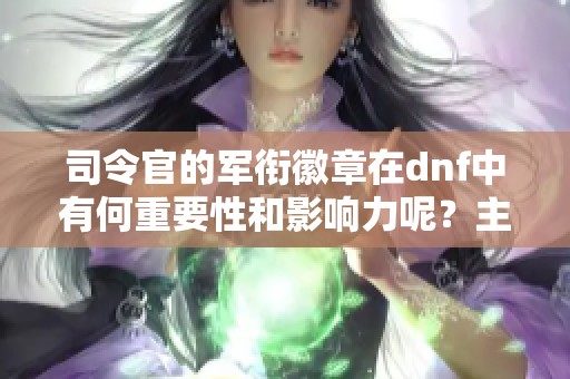 司令官的军衔徽章在dnf中有何重要性和影响力呢？主要功能是什么呢？