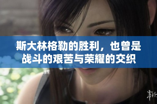 斯大林格勒的胜利，也曾是战斗的艰苦与荣耀的交织