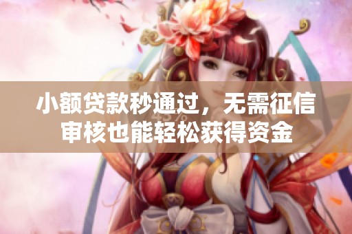小额贷款秒通过，无需征信审核也能轻松获得资金