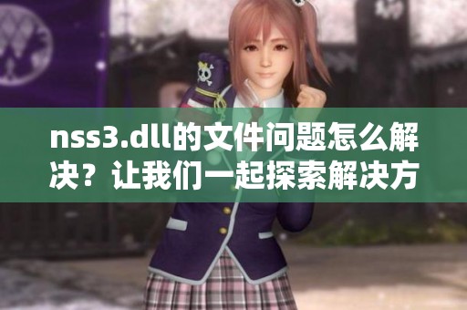 nss3.dll的文件问题怎么解决？让我们一起探索解决方案吧！