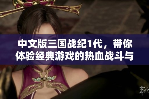 中文版三国战纪1代，带你体验经典游戏的热血战斗与策略对抗。