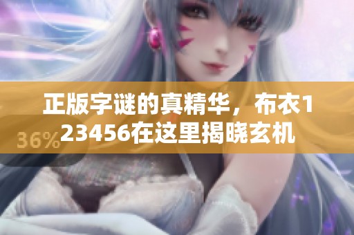 正版**的真精华，布衣123456在这里揭晓玄机