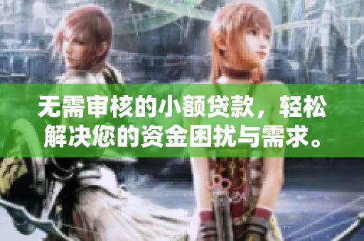 无需审核的小额贷款，轻松解决您的资金困扰与需求。