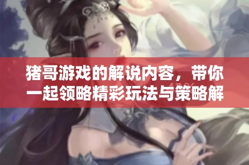 猪哥游戏的解说内容，带你一起领略精彩玩法与策略解析